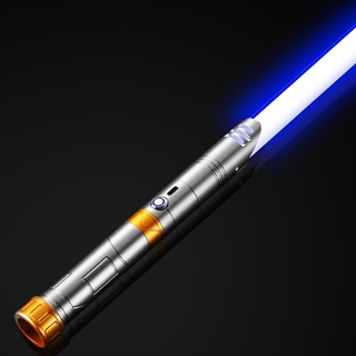 Lyssværd med farverige lys- og lydeffekter - genopladeligt - Grå & guld håndtag - 14 lysfarver - 1 stk. - Stil 8